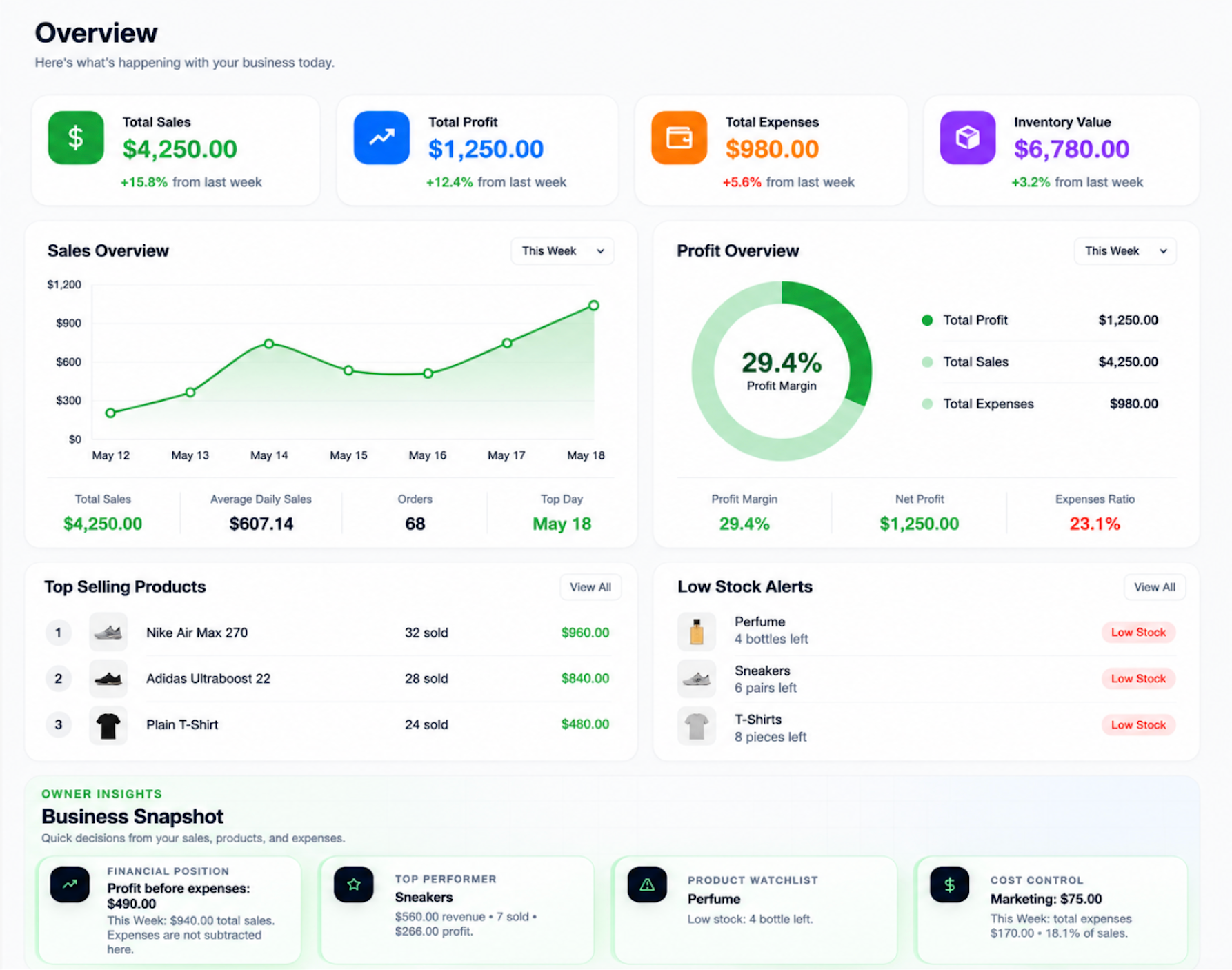 Businexio dashboard overview preview